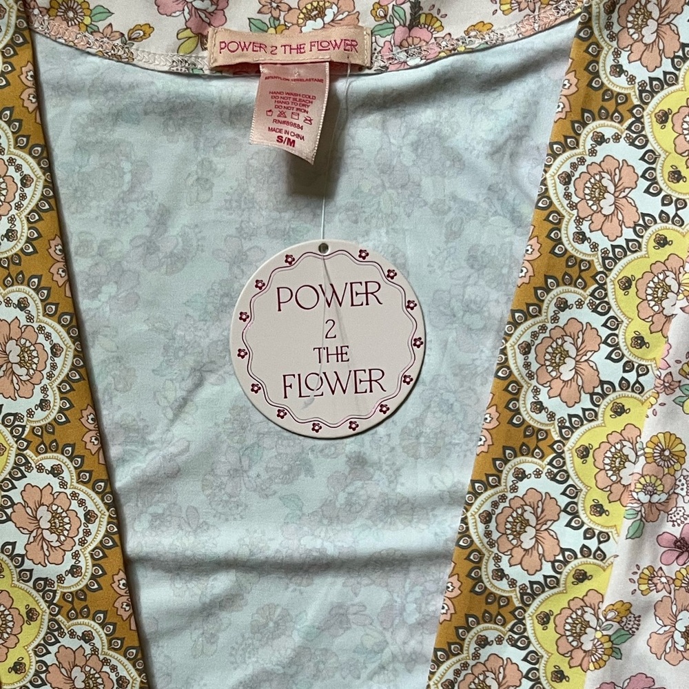 Feminine Boho Earthy Pastel Floral Kimono, Cardigan, Swim Cover Up, Robe NWT - Picture 2 of 12